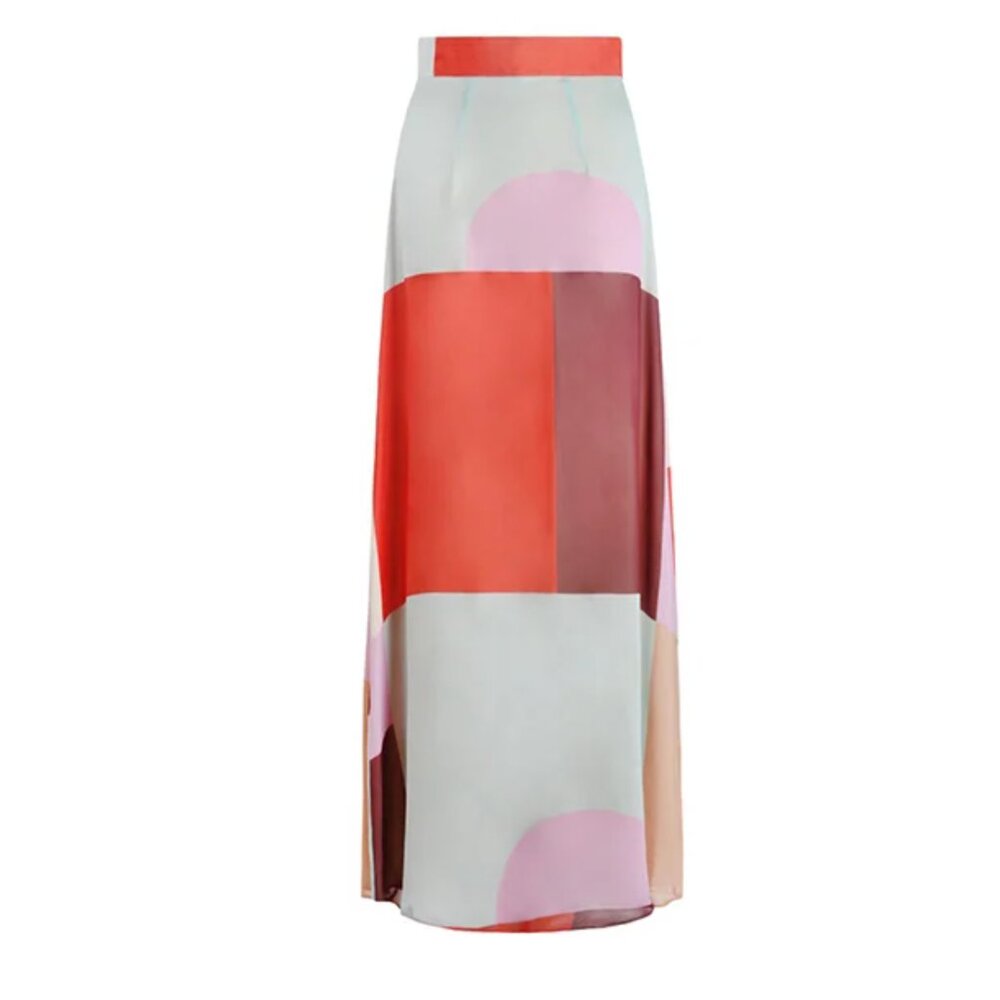 Zimmermann Color Block Geometric, 'Rhythm A Line,' Maxi Skirt | 100% Silk